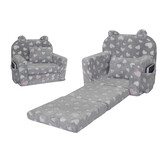 Kinderfauteuil - POLAR - 51x40x41 cm - hartjes - grijs roze