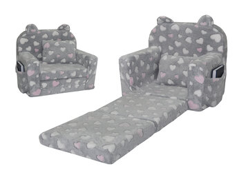 Kinderfauteuil - POLAR - 51x40x41 cm - hartjes - grijs roze