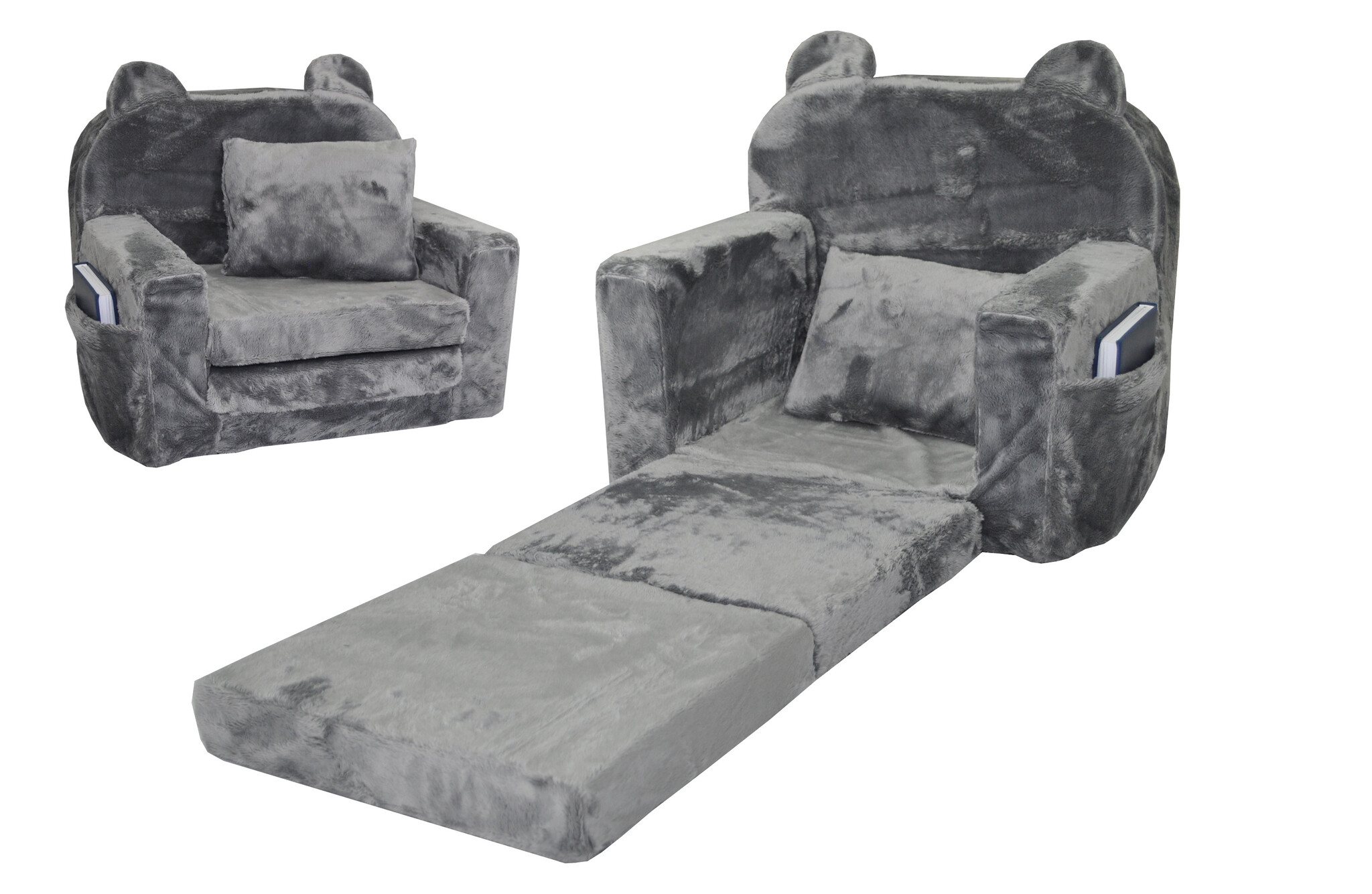 Kinderfauteuil - POLAR - 51x40x41 cm - effen - grijs