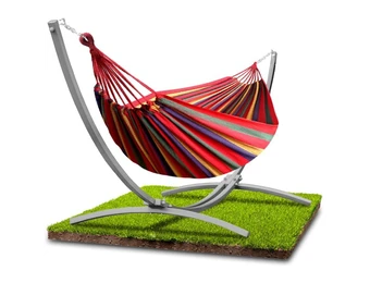 Hangmat met standaard - tot 220 kg - grijs frame - oranje rood