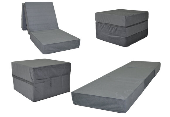 Opvouwbaar matras - logeermatras - 195x65x15 cm - donkergrijs