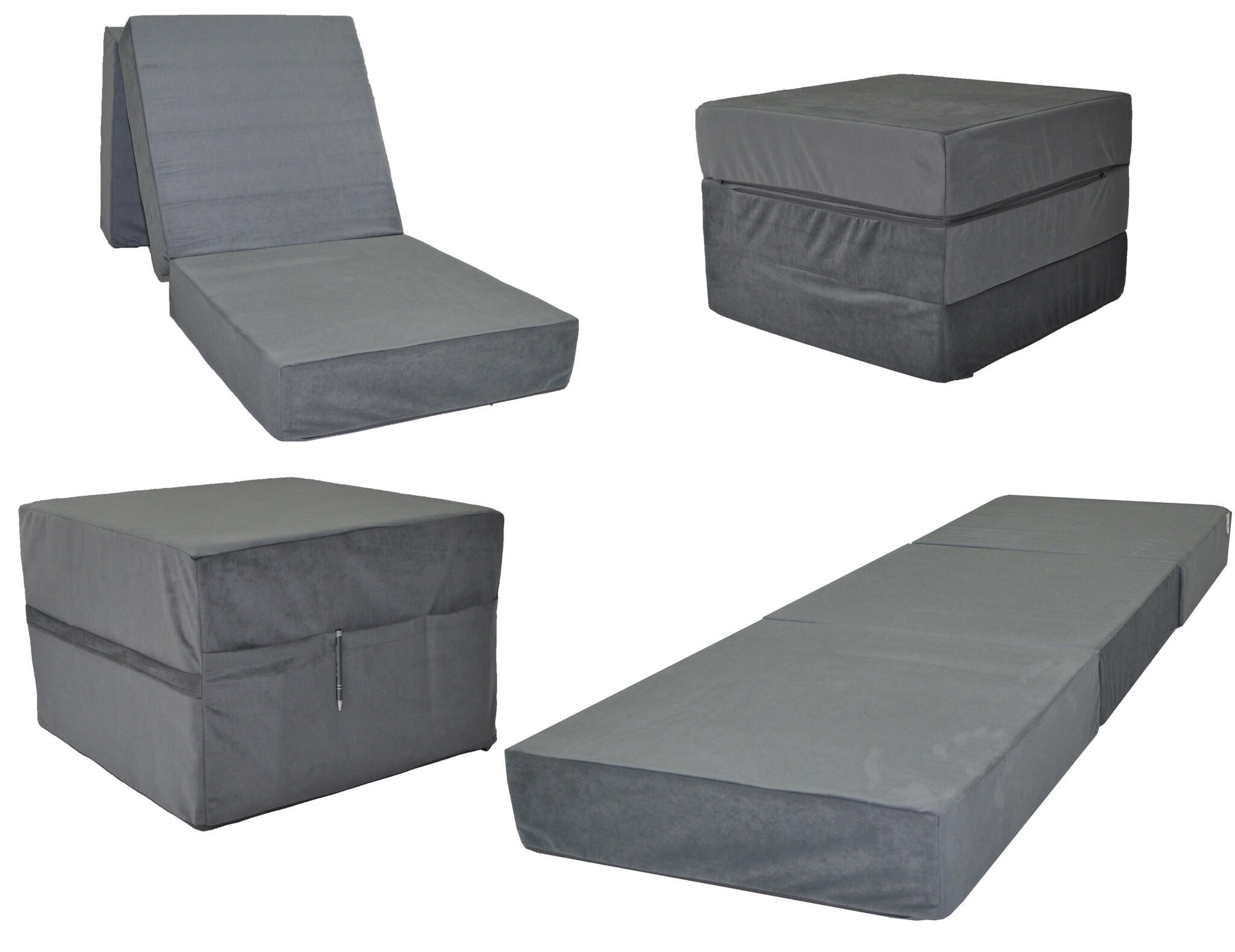 Opvouwbaar matras - logeermatras - 195x65x15 cm - donkergrijs