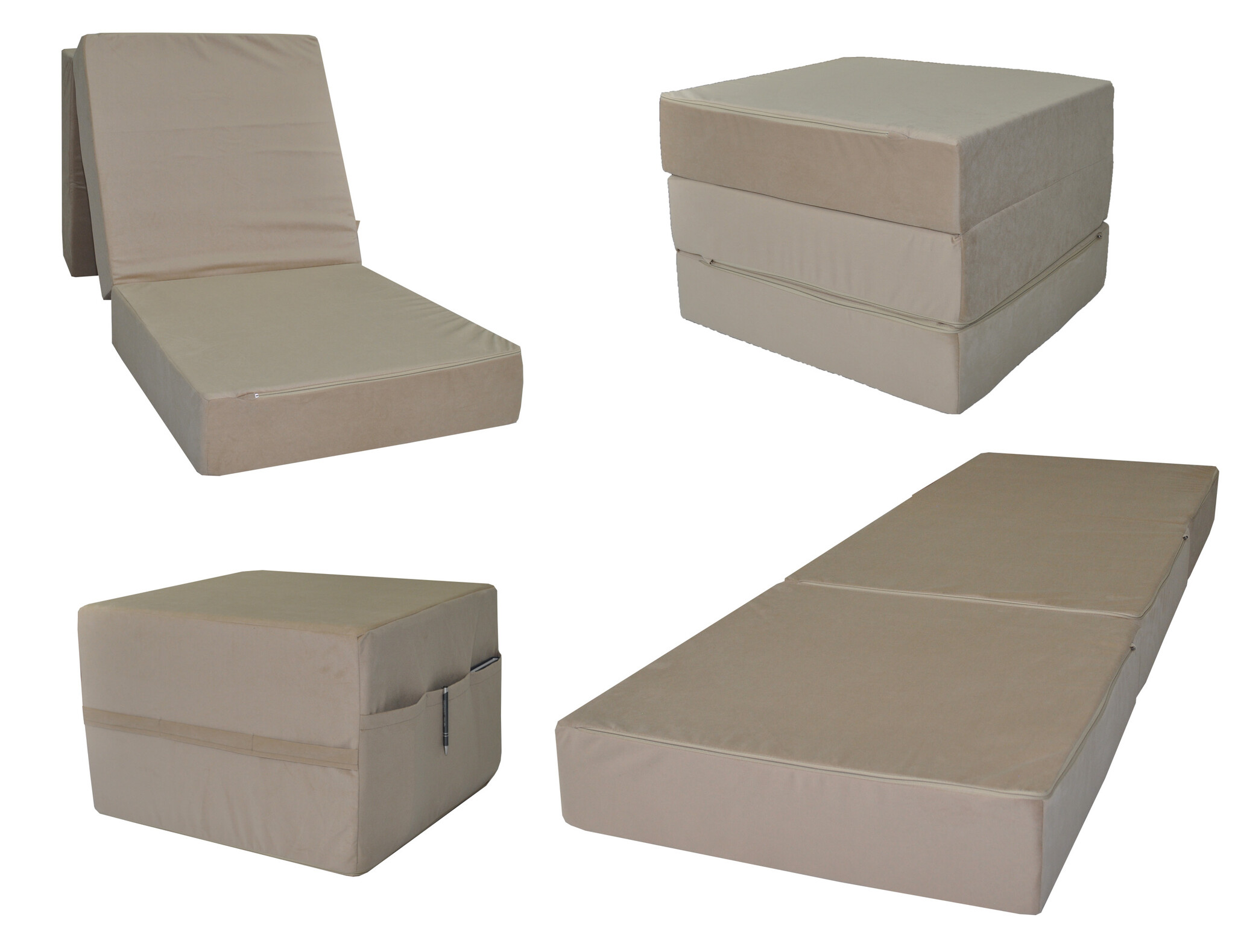 Opvouwbaar matras - logeermatras - 195x65x15 cm - beige