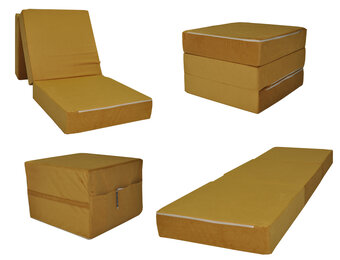 Opvouwbaar matras - logeermatras - 195x65x15 cm - okergeel