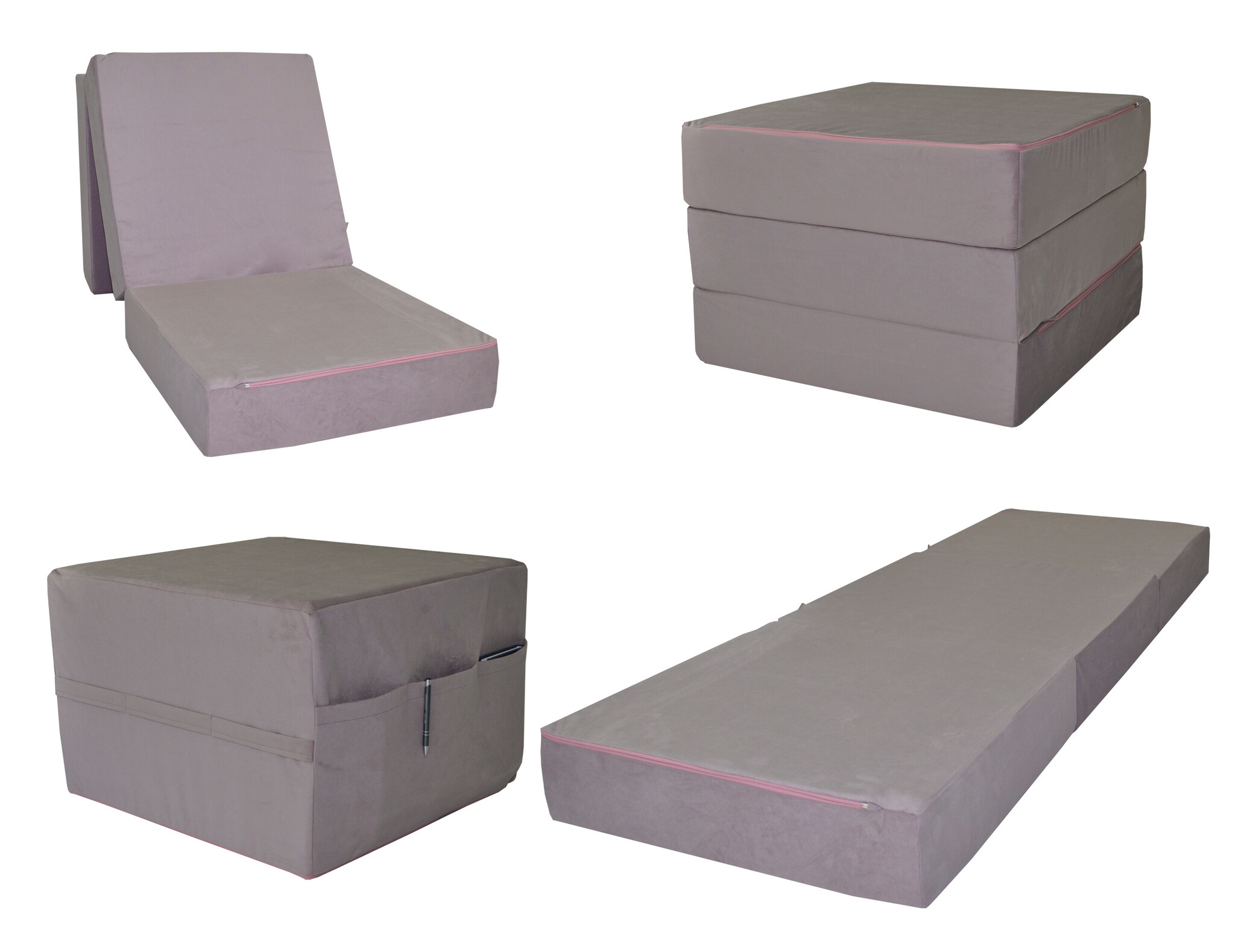 Opvouwbaar matras - logeermatras - 195x65x15 cm - lila