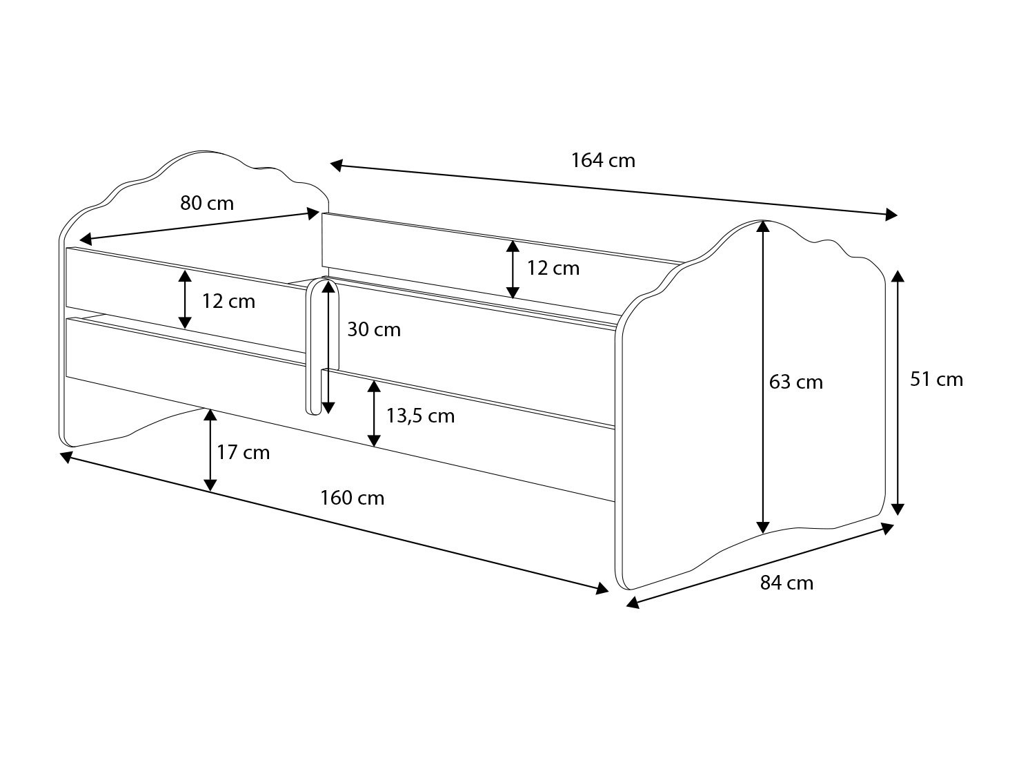Kinderbed - fee & eenhoorn - met lade, matras & hekje - 160x80 cm