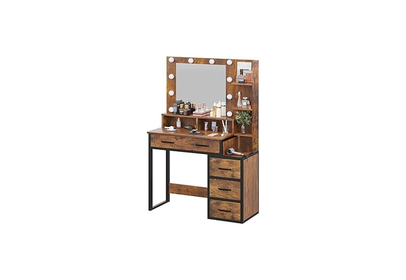 Kaptafel - met spiegel en licht - 92x40x143,5 cm - industrieel