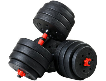 Verstelbare dumbbells - 40 kg - 2x20 kg - zwart rood