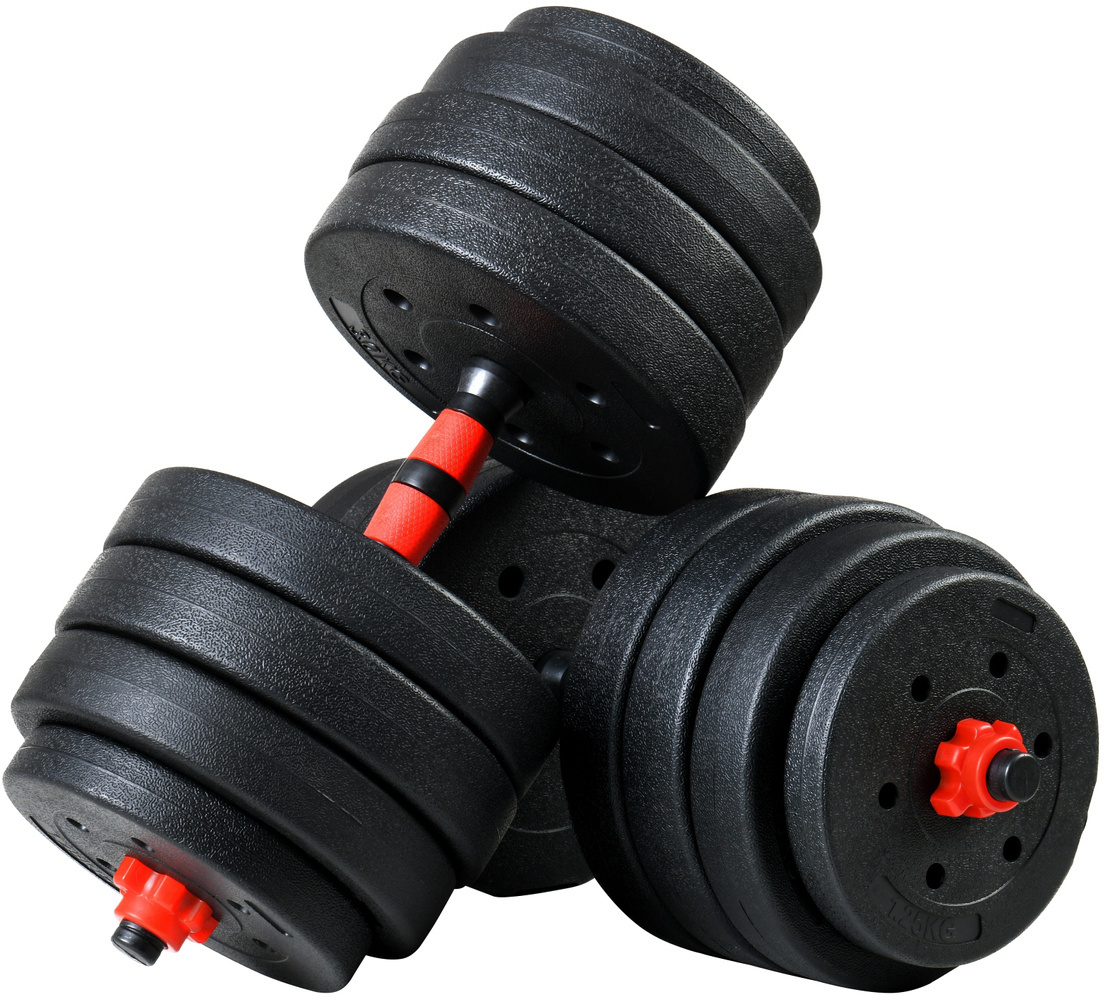 Verstelbare dumbbells - 40 kg - 2x20 kg - zwart rood