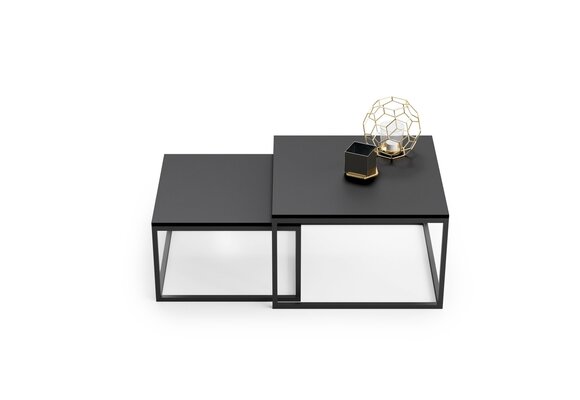 Salontafel zwart - set van 2 bijzettafels - 70x70 en 60x60cm