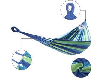 Hangmat - 2 persoons - 220x150 cm - blauw groen