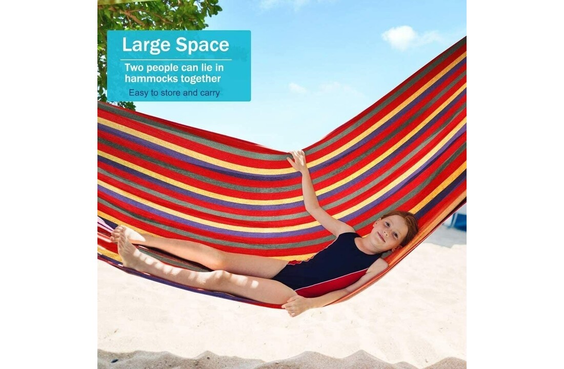 Hangmat - 200x150 cm - polyester/katoen - rood