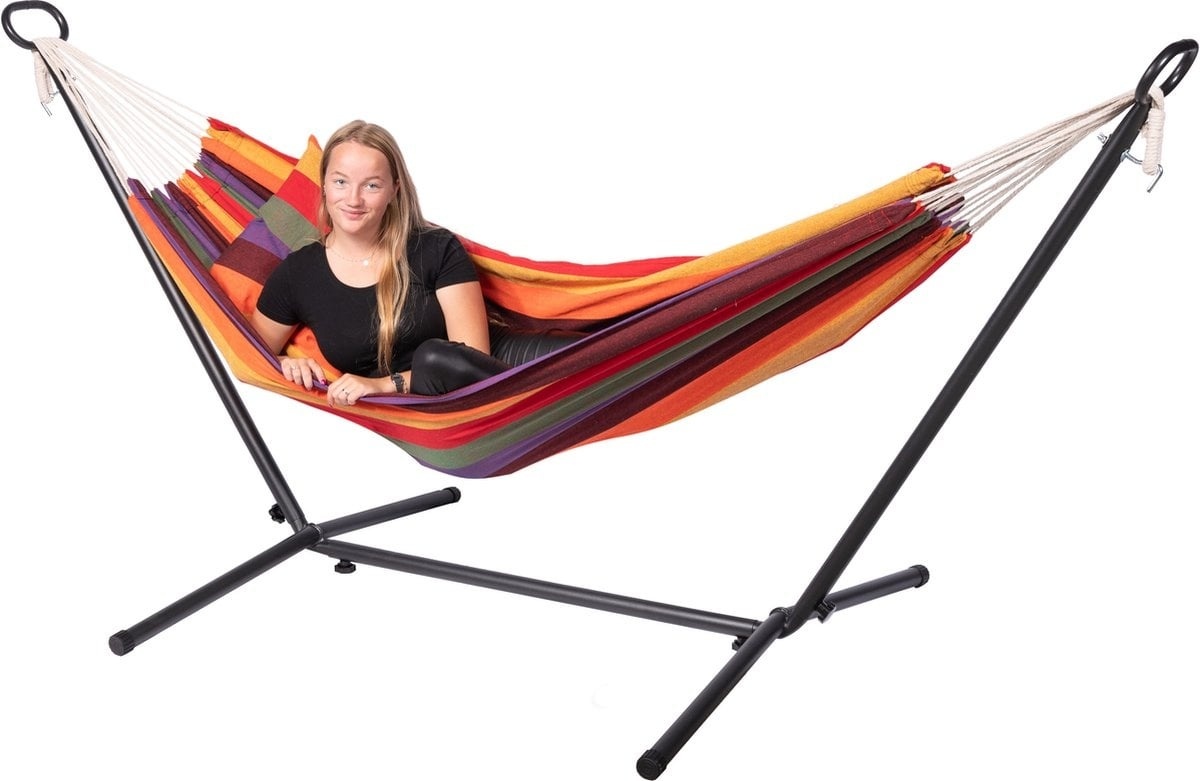 Hangmat - 200x150 cm - polyester/katoen - rood