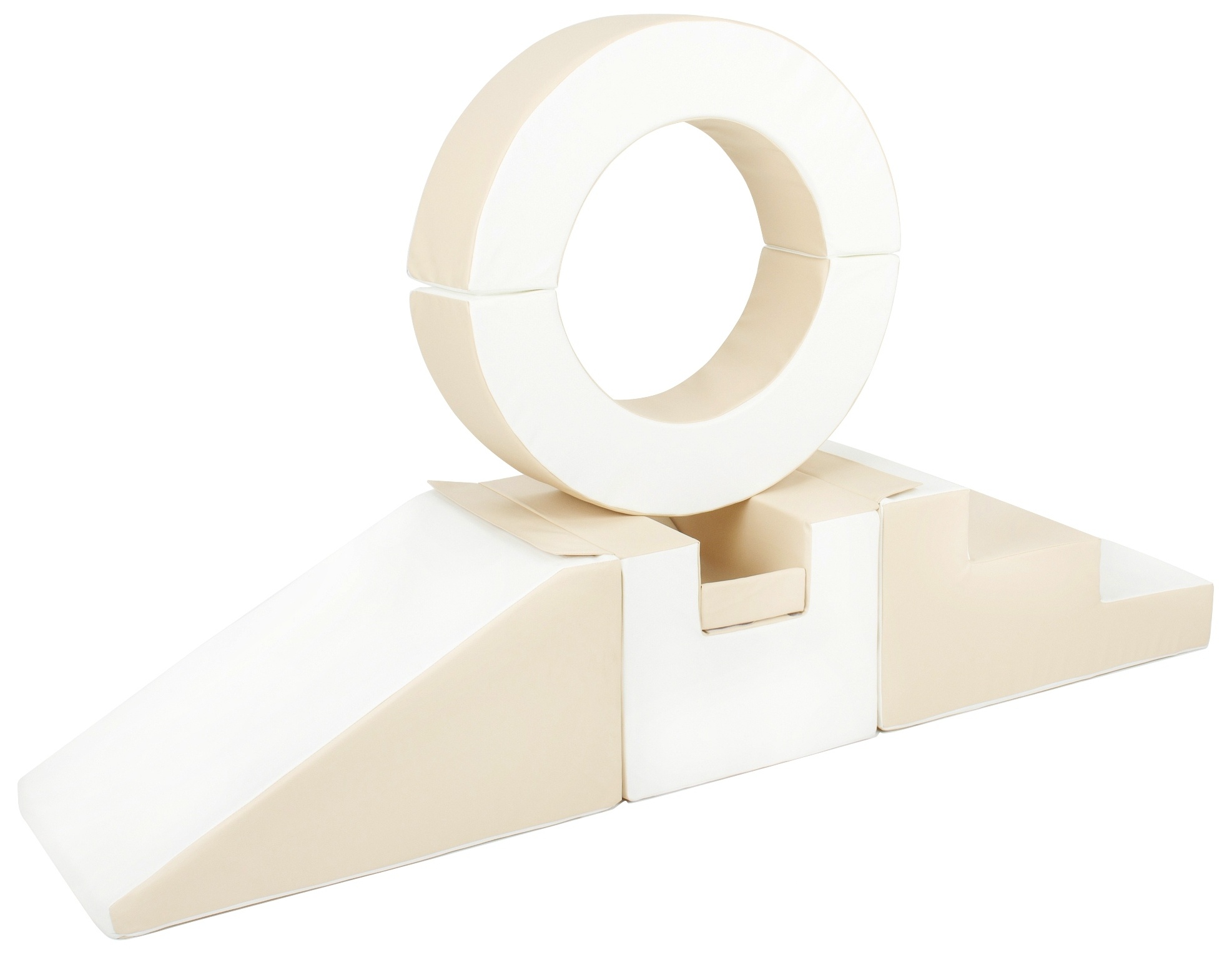 Foam blokken - met hoepel en glijbaan - 7 delig - beige