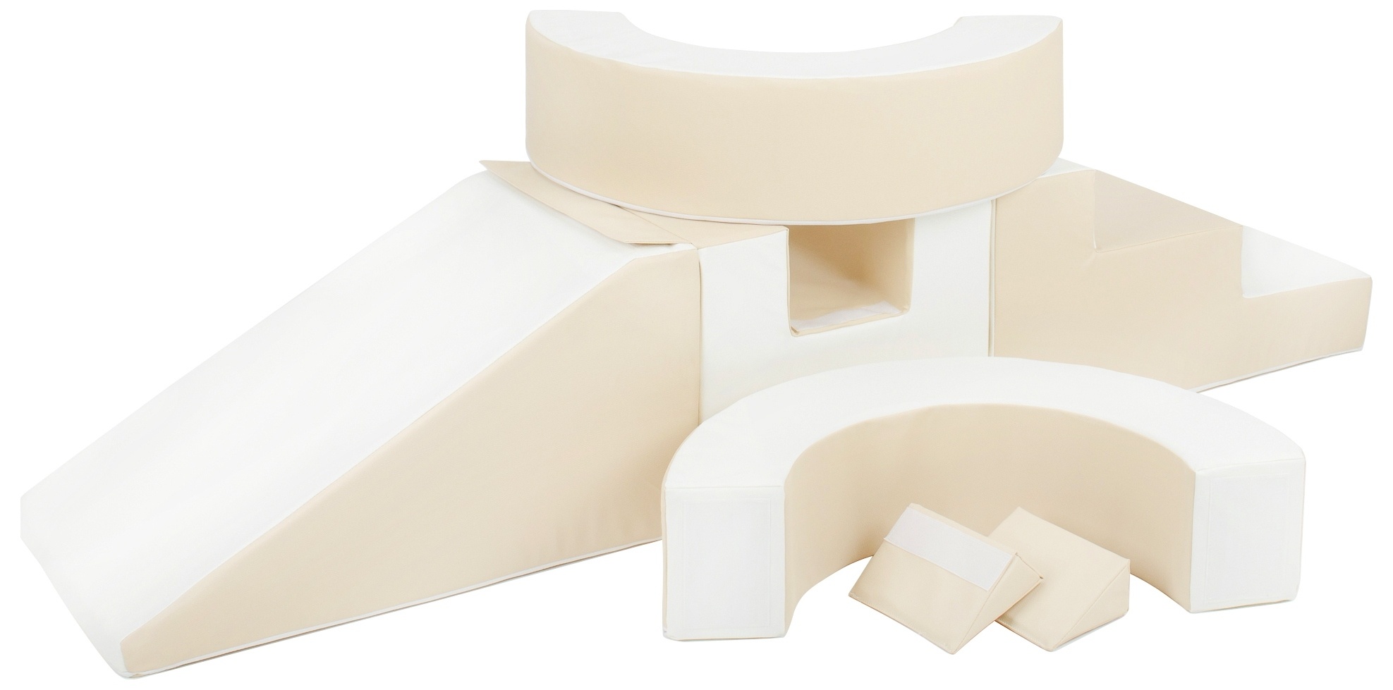 Foam blokken - met hoepel en glijbaan - 7 delig - beige