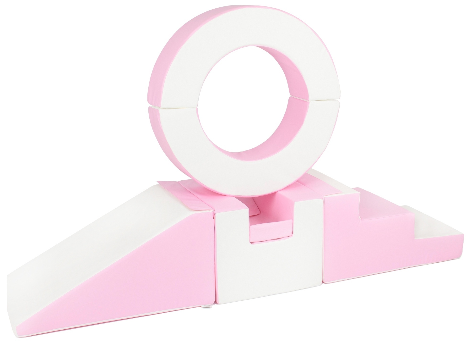 Foam blokken - met hoepel en glijbaan - 7 delig - roze