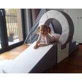 Foam blokken - met hoepel en glijbaan - 7 delig - blauw