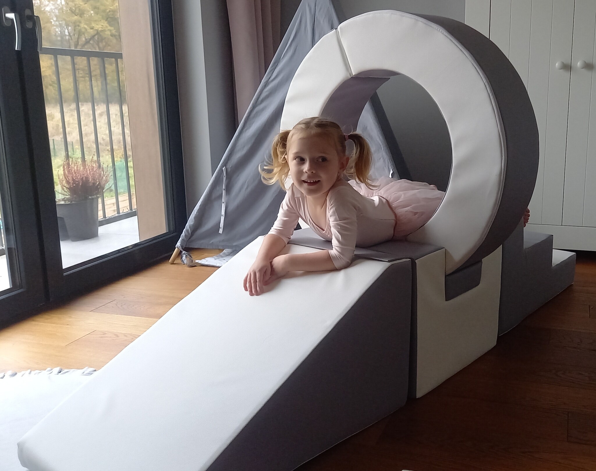 Foam blokken - met hoepel en glijbaan - 7 delig - blauw