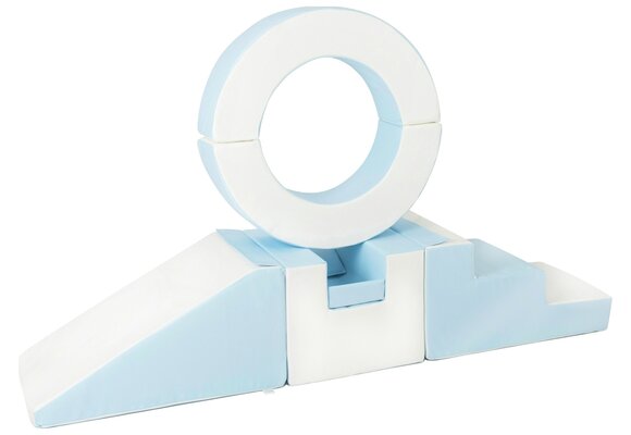 Foam blokken - met hoepel en glijbaan - 7 delig - blauw