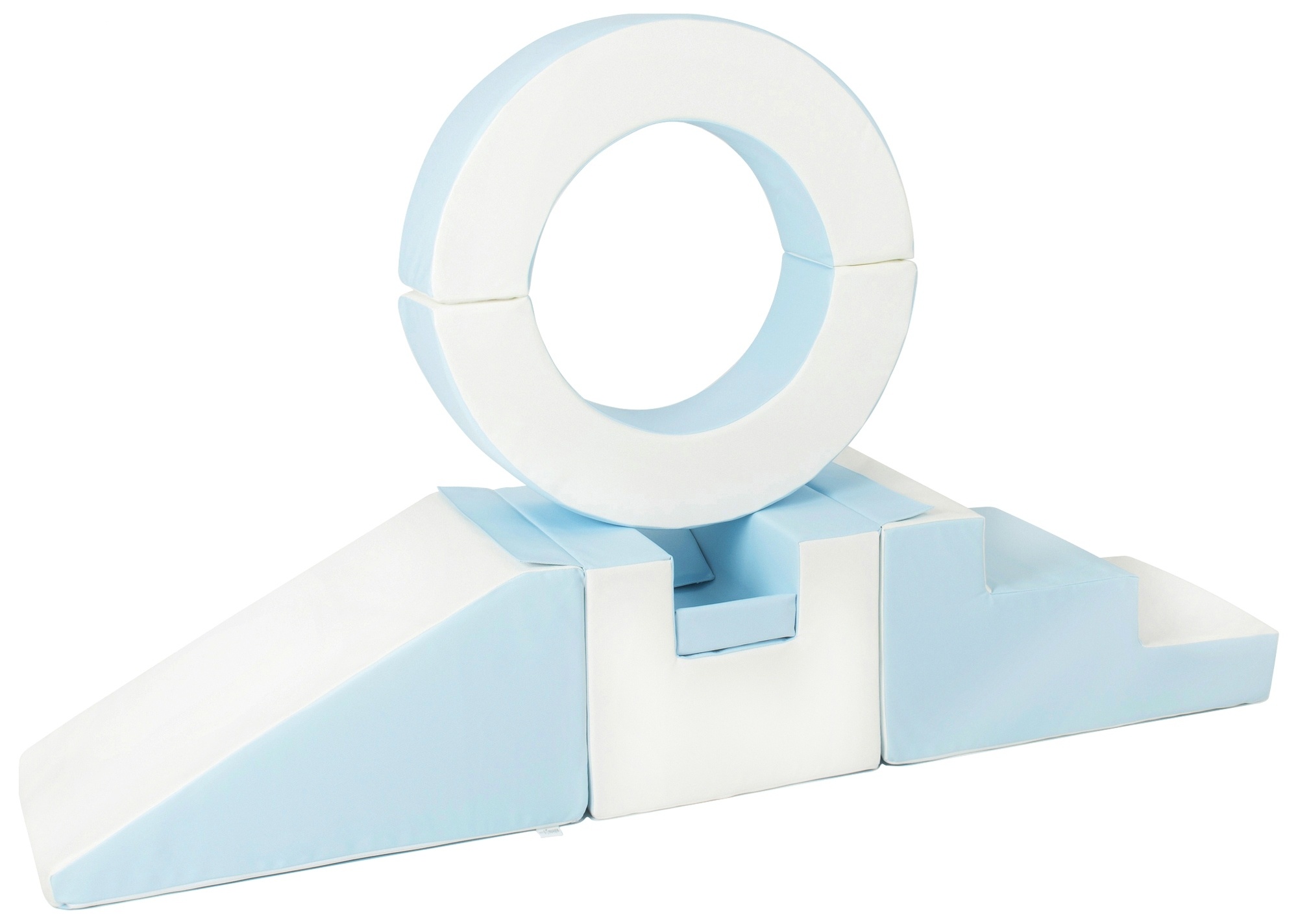 Foam blokken - met hoepel en glijbaan - 7 delig - blauw