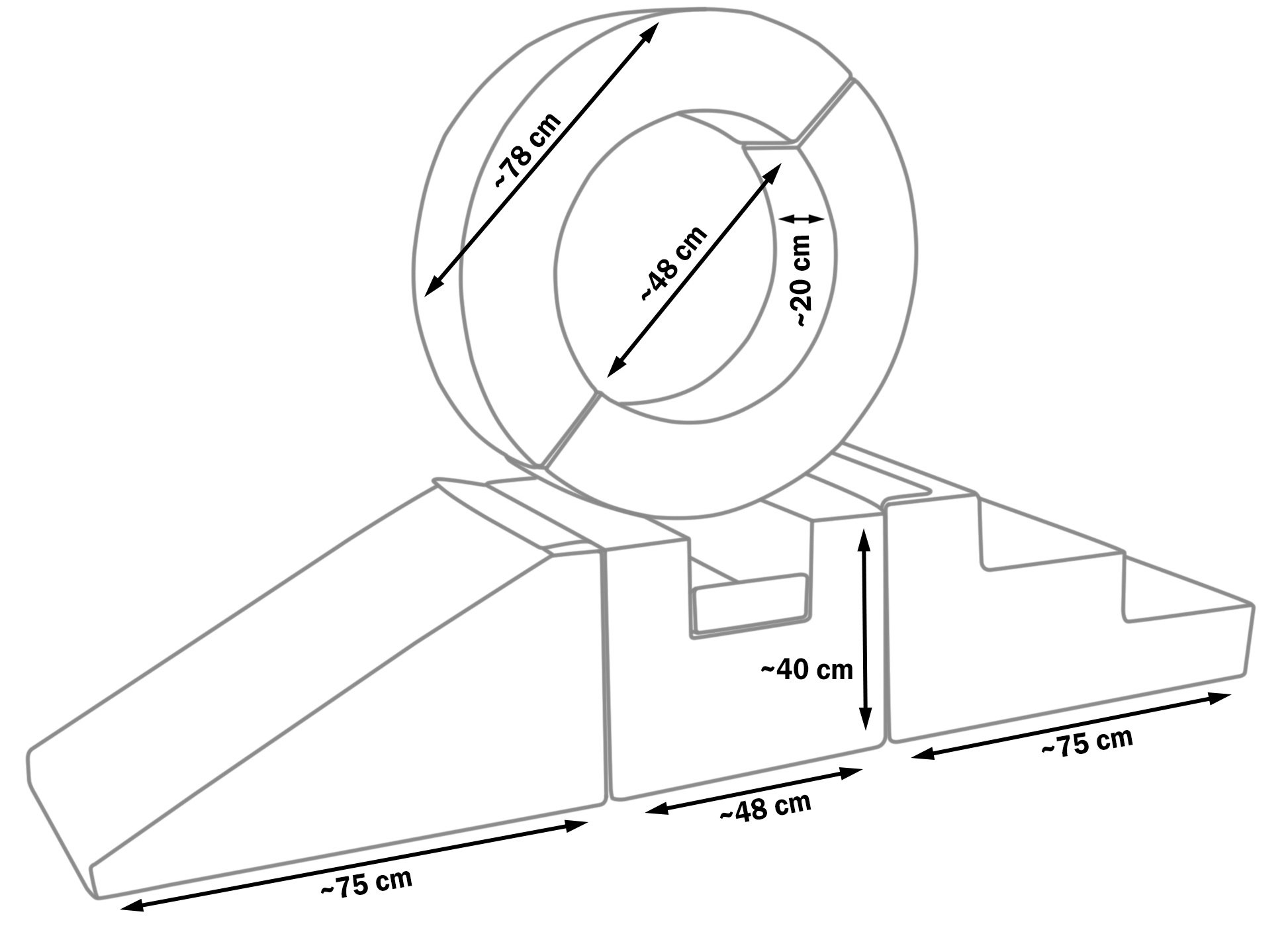 Foam blokken - met hoepel en glijbaan - 7 delig - blauw grijs