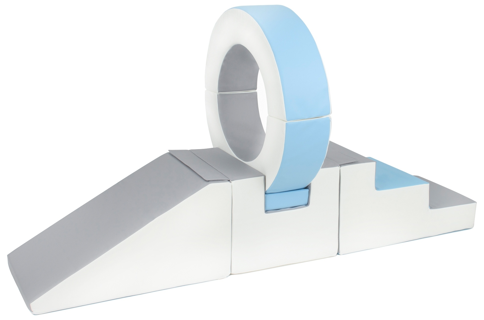 Foam blokken - met hoepel en glijbaan - 7 delig - blauw grijs