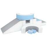 Foam blokken - met hoepel en glijbaan - 7 delig - blauw grijs