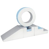 Foam blokken - met hoepel en glijbaan - 7 delig - blauw grijs