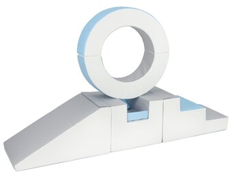 Foam blokken - met hoepel en glijbaan - 7 delig - blauw grijs