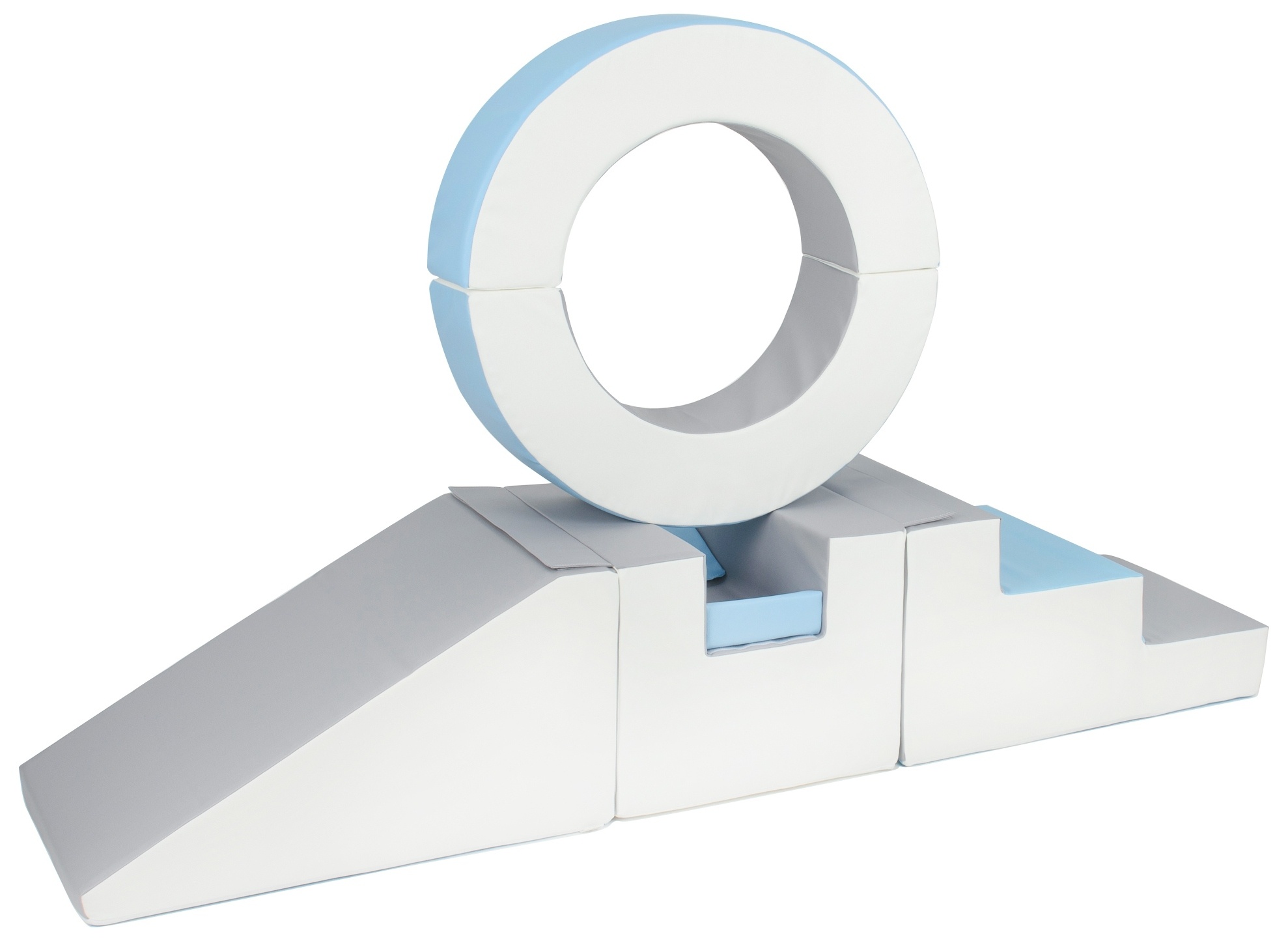 Foam blokken - met hoepel en glijbaan - 7 delig - blauw grijs