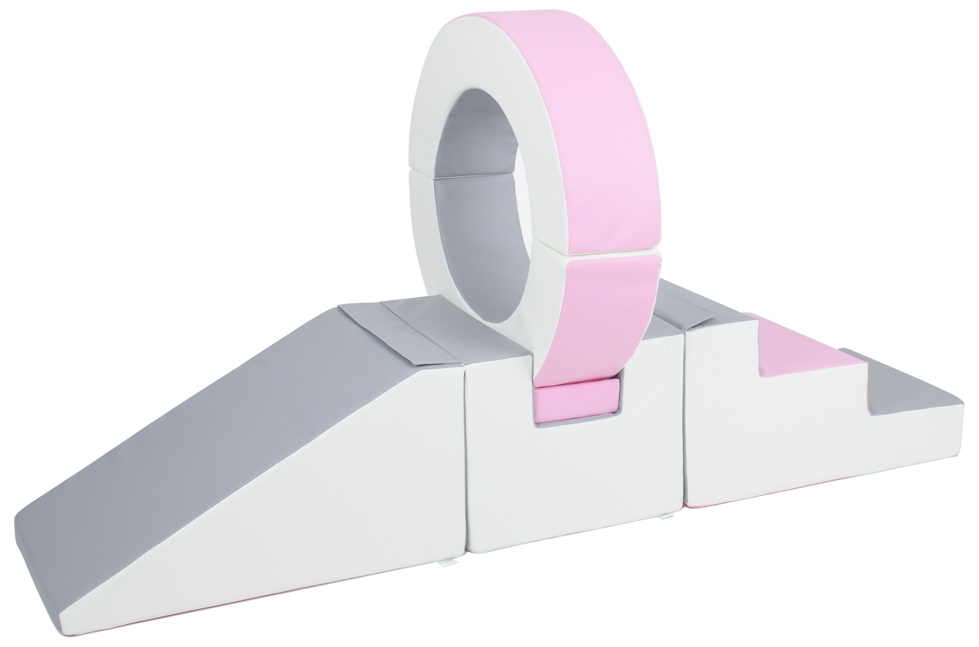 Foam blokken - met hoepel en glijbaan - 7 delig - roze grijs