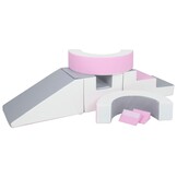 Foam blokken - met hoepel en glijbaan - 7 delig - roze grijs