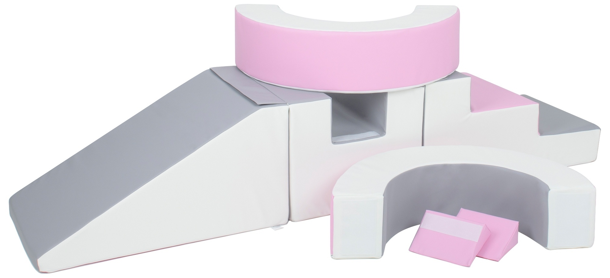 Foam blokken - met hoepel en glijbaan - 7 delig - roze grijs
