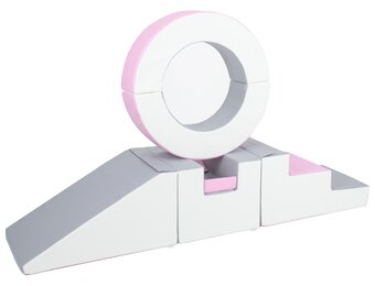 Foam blokken - met hoepel en glijbaan - 7 delig - roze grijs