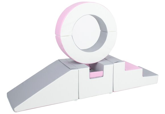 Foam blokken - met hoepel en glijbaan - 7 delig - roze grijs