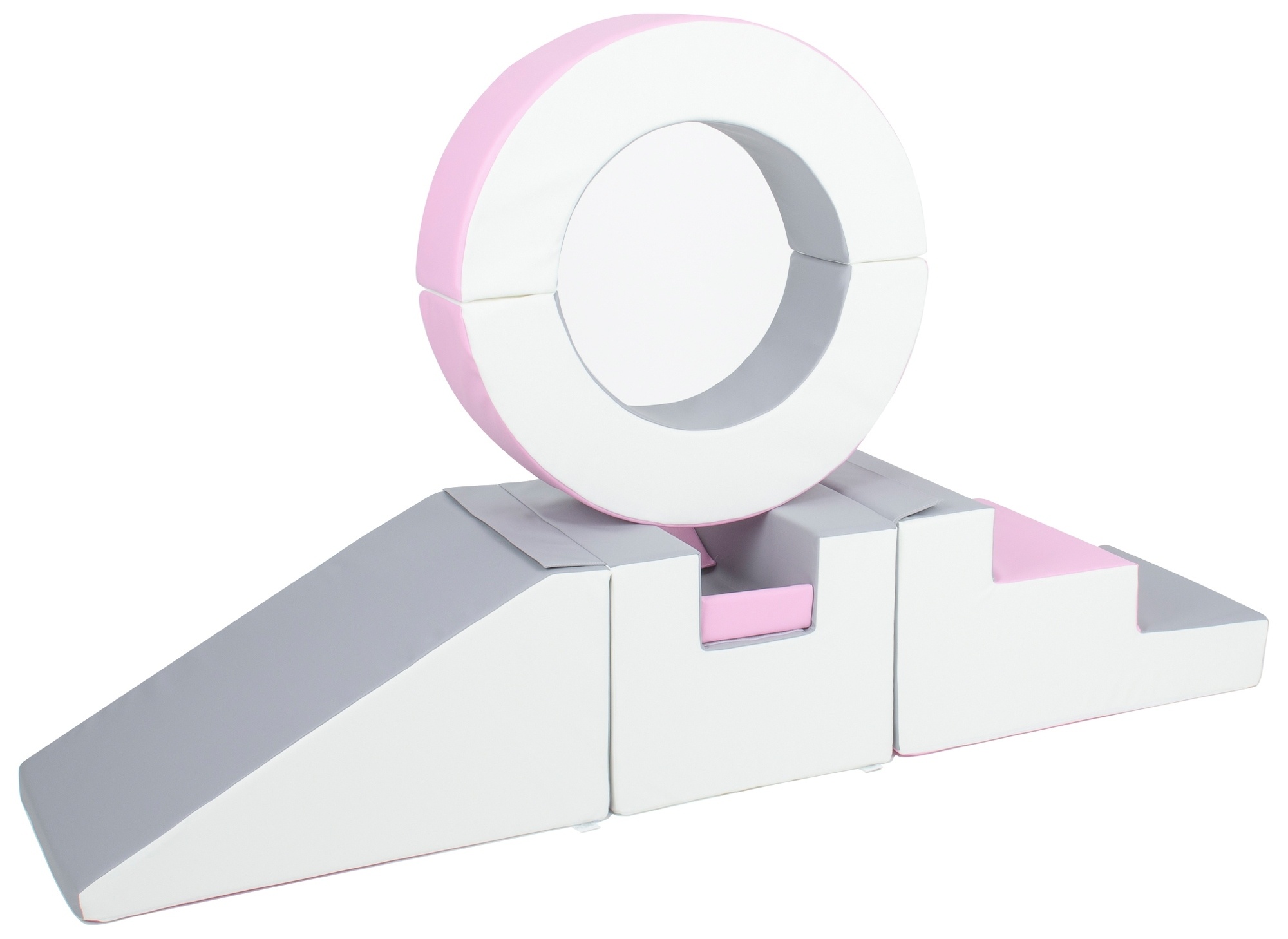 Foam blokken - met hoepel en glijbaan - 7 delig - roze grijs