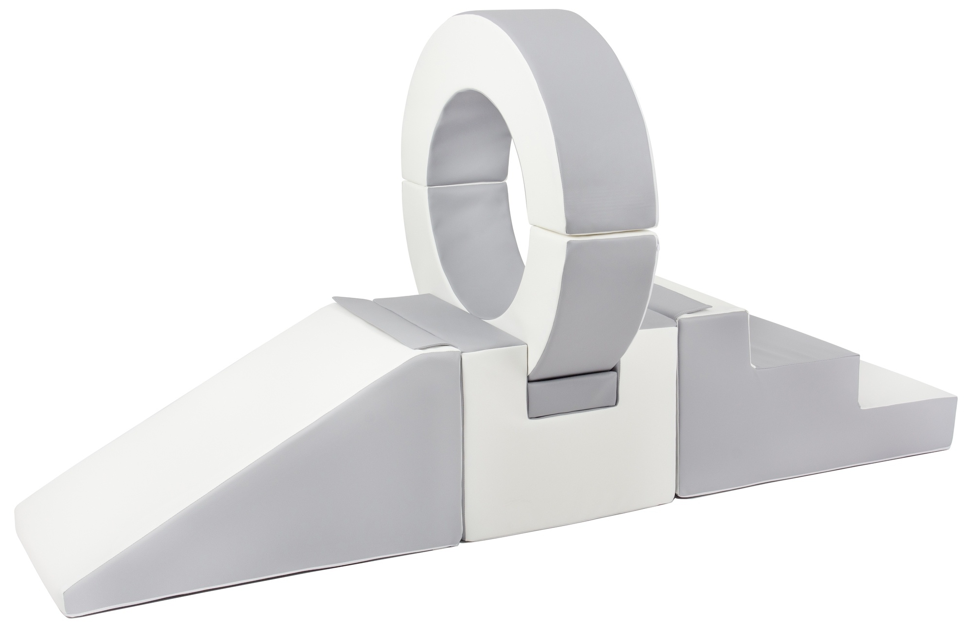 Foam blokken - met hoepel en glijbaan - 7 delig - grijs