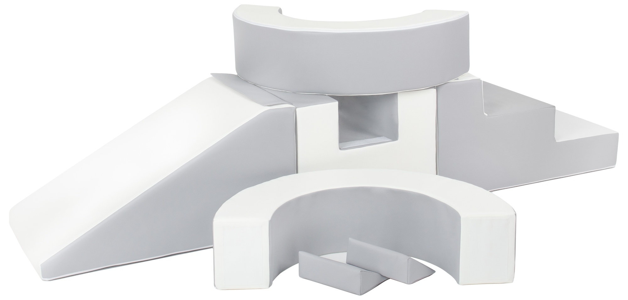 Foam blokken - met hoepel en glijbaan - 7 delig - grijs