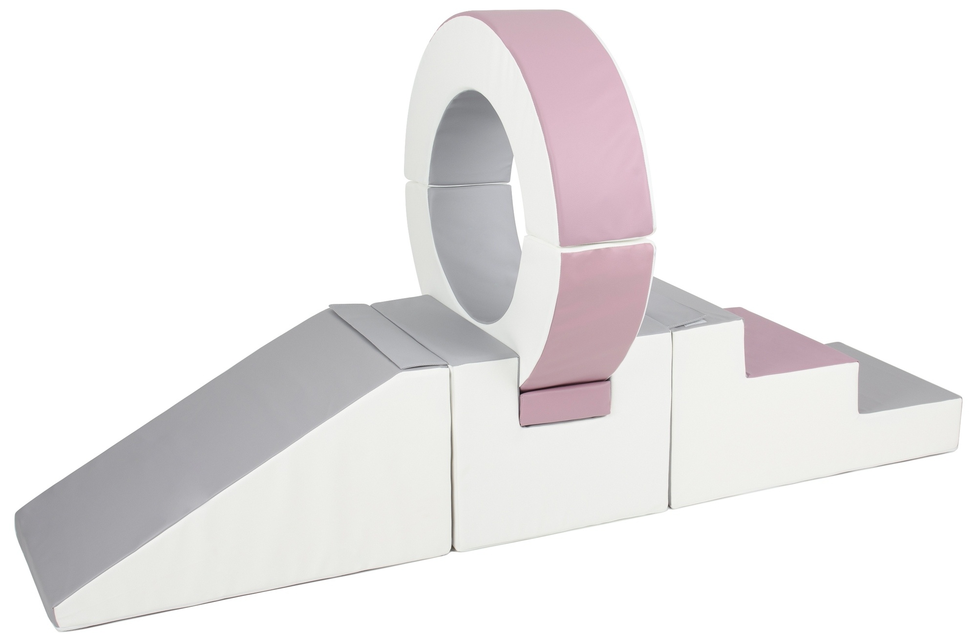 Foam blokken - met hoepel en glijbaan - 7 delig - oudroze grijs