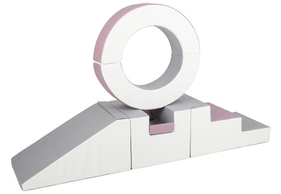 Foam blokken - met hoepel en glijbaan - 7 delig - oudroze grijs