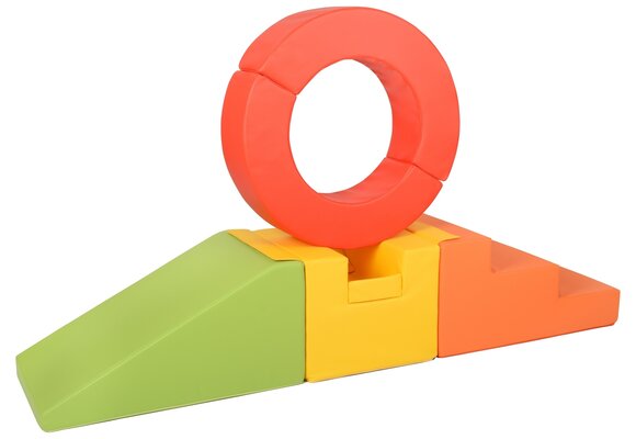 Foam blokken - met glijbaan - 7 delig - oranje geel groen