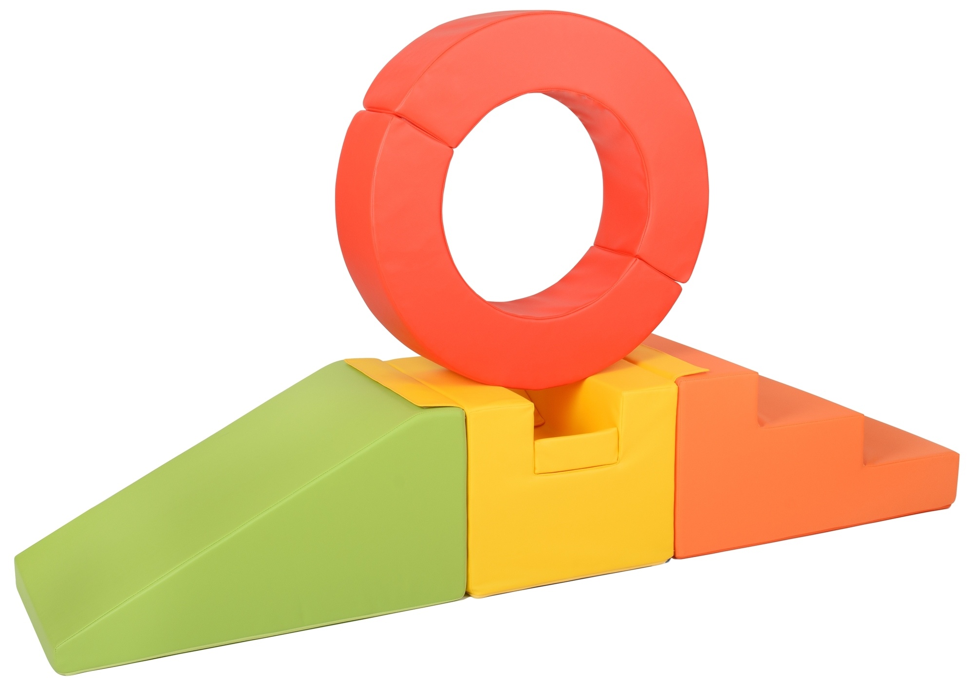 Foam blokken - met glijbaan - 7 delig - oranje geel groen