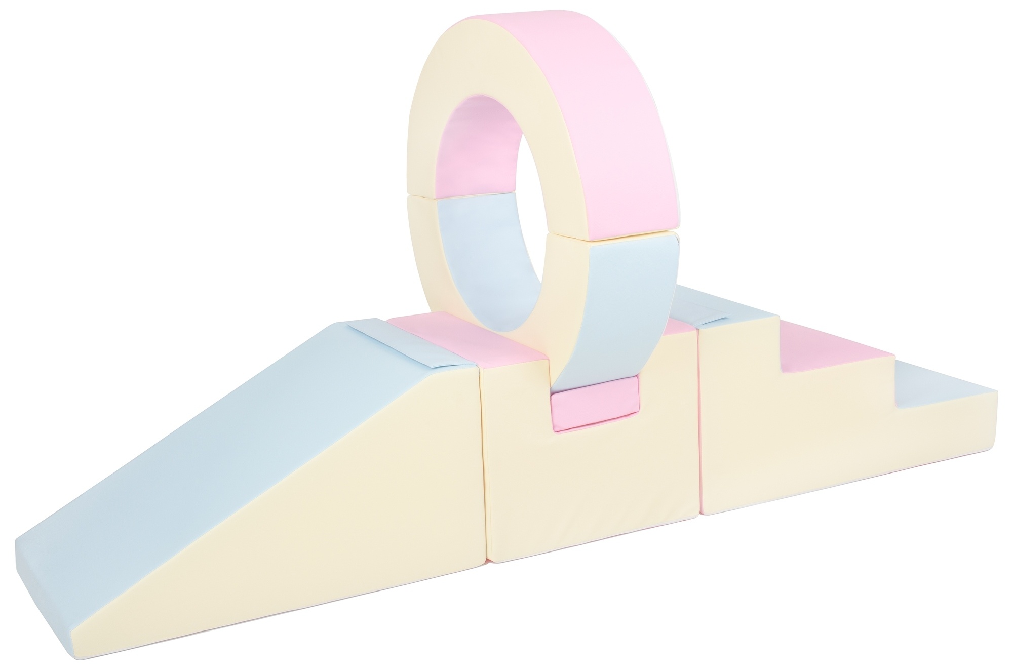 Foam blokken - met hoepel en glijbaan - 7 delig - pastelkleuren
