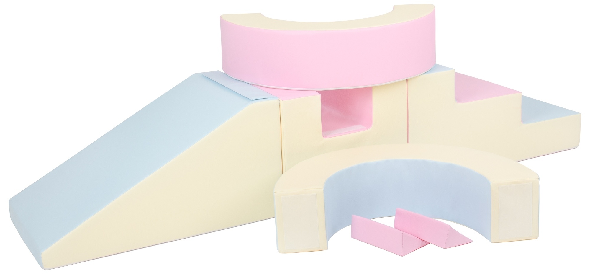 Foam blokken - met hoepel en glijbaan - 7 delig - pastelkleuren