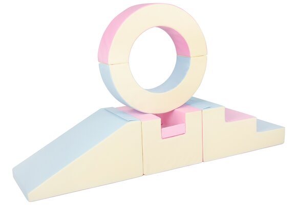 Foam blokken - met hoepel en glijbaan - 7 delig - pastelkleuren