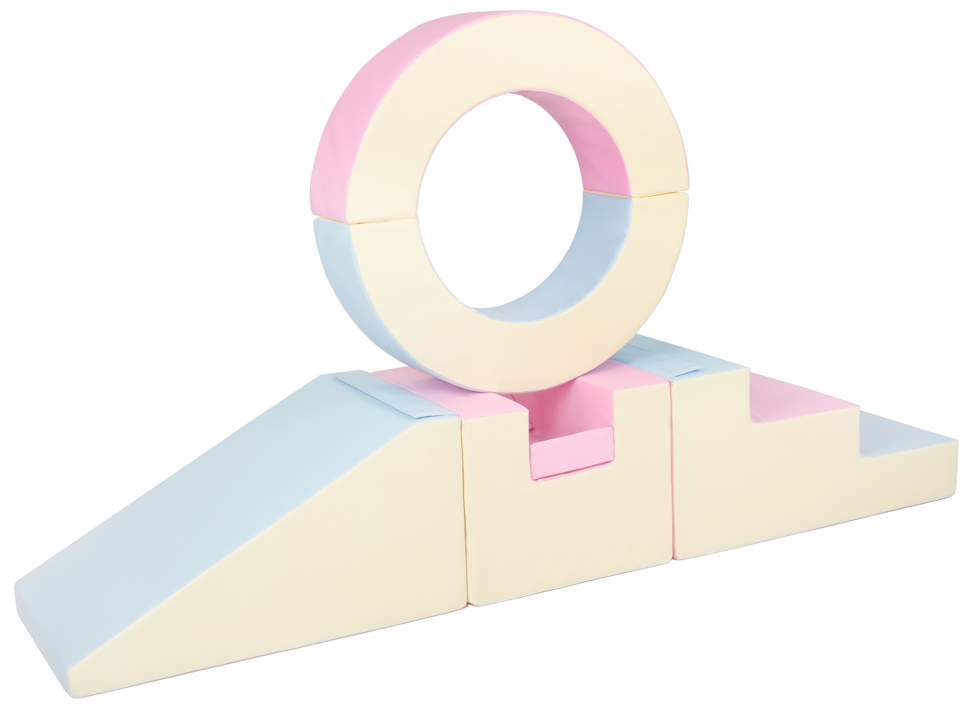 Foam blokken - met hoepel en glijbaan - 7 delig - pastelkleuren