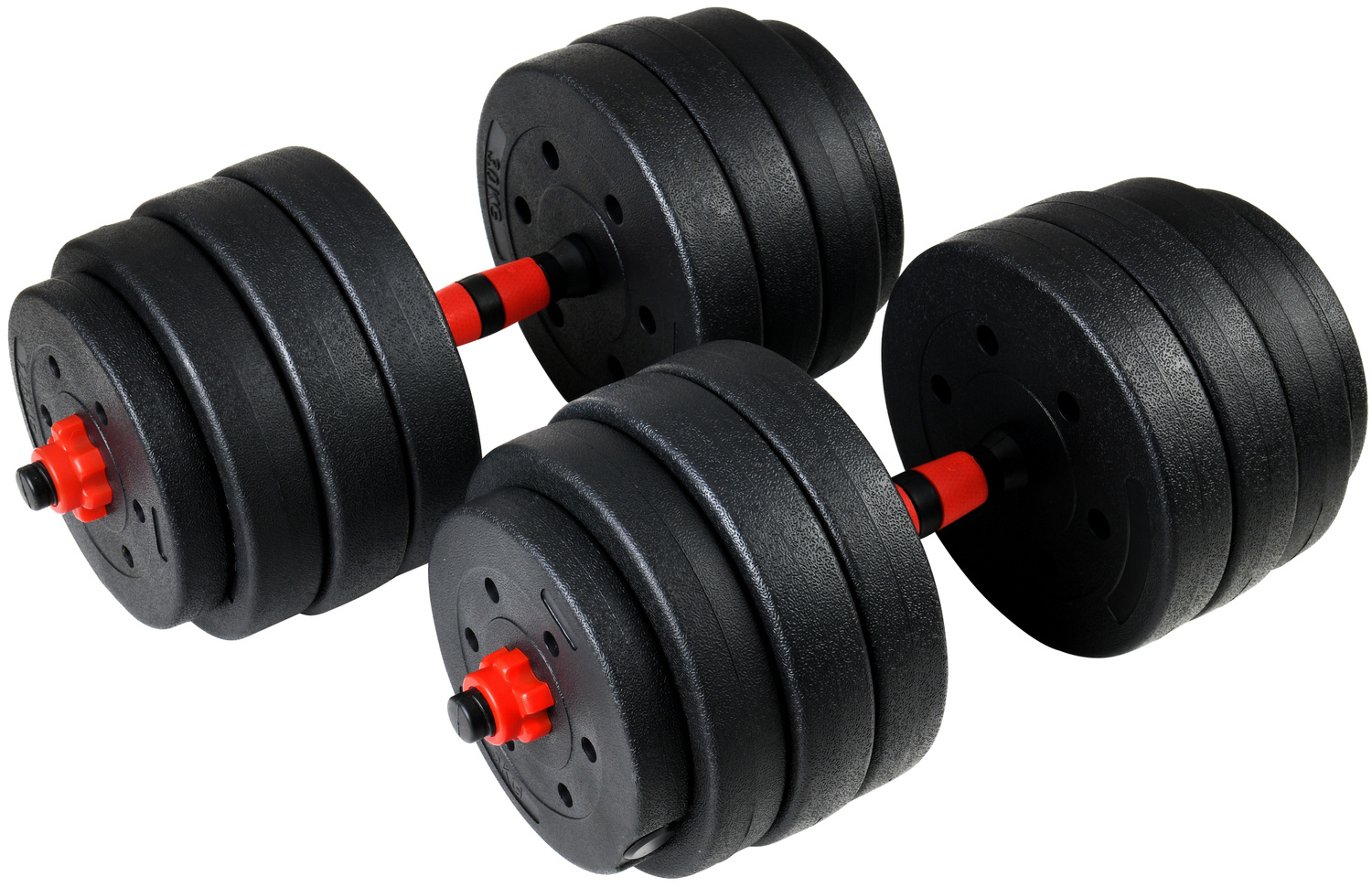 Verstelbare dumbbells - 40 kg - 2x20 kg - zwart rood