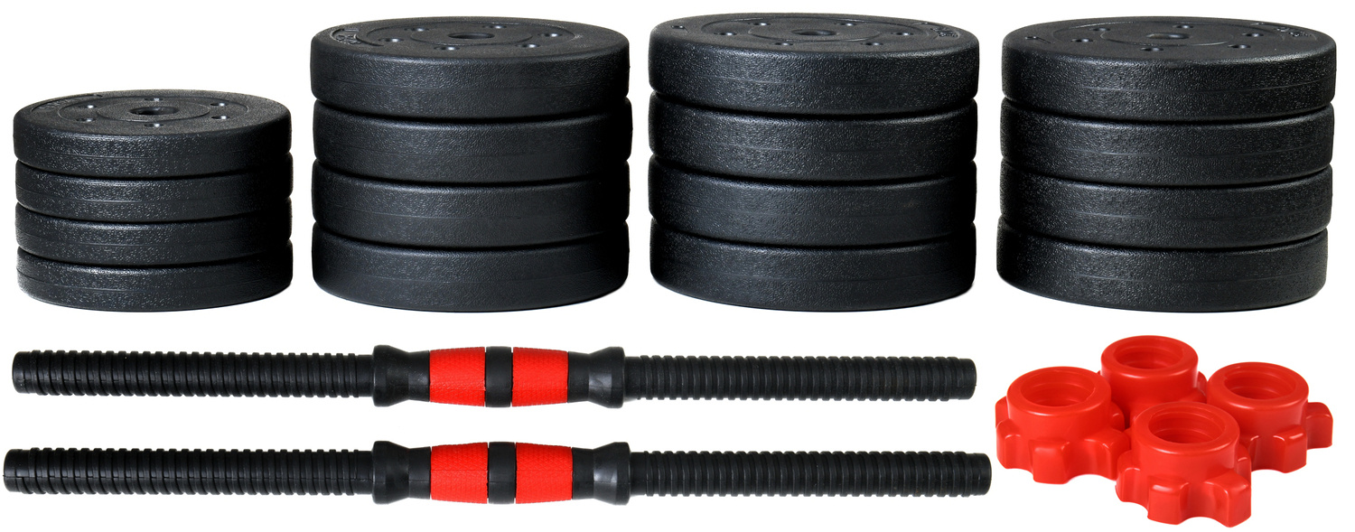Verstelbare dumbbells - 40 kg - 2x20 kg - zwart rood