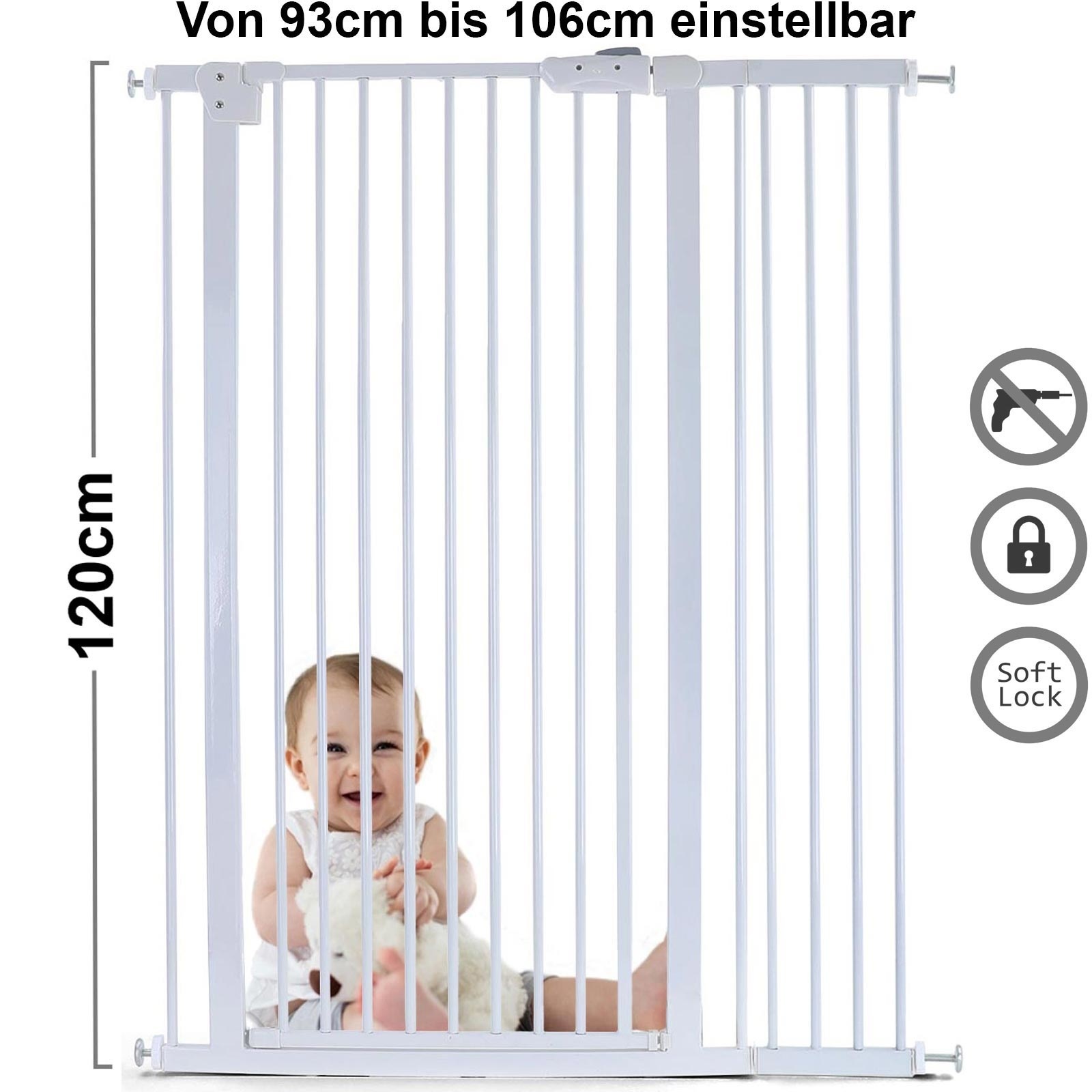 Traphek 93-106cm - verstelbaar - wit - 120cm hoog