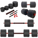 Halterset - verstelbare dumbbellset - 50 kg - zwart rood